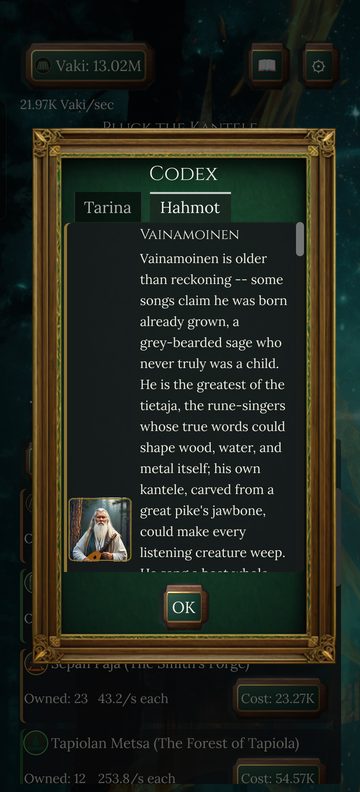 The codex with Väinämöinen's portrait and story